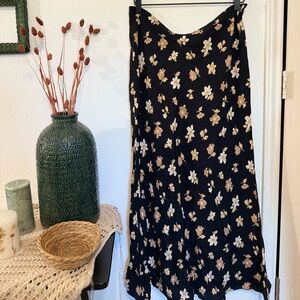 Vintage Black Floral A-Line Skirt